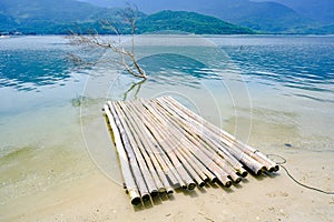 Bamboo raft on Lap An Lagoon between Da Nang and Hue City, Vietnam