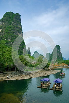 Bamboo raft at the Li river