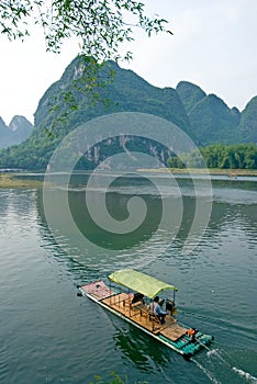 Bamboo raft on the Li river near Yangshuo