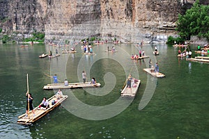 Bamboo raft at the river