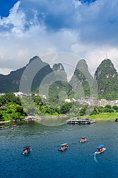 Bamboo raft at the Ulong river near Yangshuo