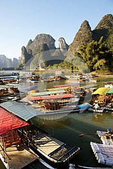 Bamboo raft in xingping village