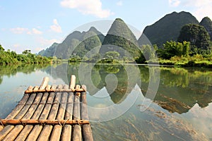 Bamboo rafting on Li-river, Yangshou, China