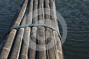 Bamboo rafting on the river in Thailand