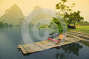 Bamboo rafting on river, Yangshou