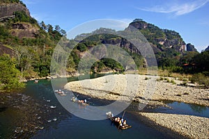 Bamboo rafting in Wuyishan mountains, China