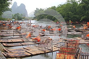 Bamboo rafts between Guilin and Yangshuo, China photo