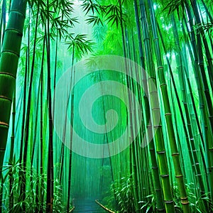 Bamboo rain forest in the