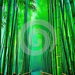 Bamboo rain forest in the