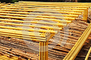 Bamboo roofing structure joints techniques.