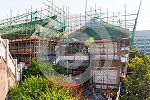 Bamboo scaffoldings in Hong Kong, China