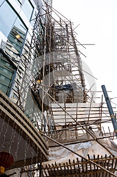 Bamboo scaffoldings still widely used in construction in Hong Kong
