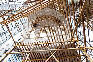 Bamboo scaffoldings still widely used in construction in Hong Kong