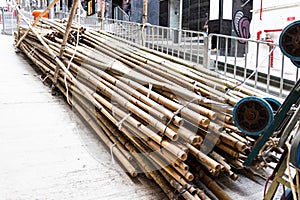 Bamboo scaffoldings still widely used in construction in Hong Kong