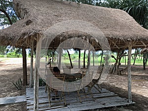 Bamboo shed with thatch roof