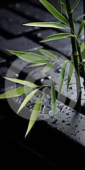 Bamboo Shoot Growing On Keyboard Japanese-inspired Tabletop Photography photo