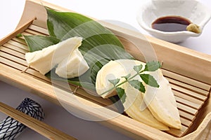 Bamboo Shoot Sashimi with Soy Sauce and Wasabi, Japanese Food