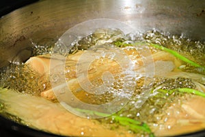 Bamboo shoots bamboo sprouts in boiling water
