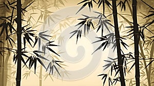 Bamboo silhouette of branches neutral background illustration