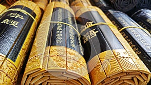 Bamboo slips of ancient Chinese writing