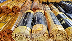 Bamboo slips of ancient Chinese writing