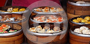 Bamboo Steamers with Dim Sum Dishes