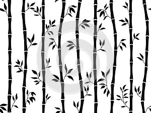 Bamboo stem leaf seamless pattern Exotic abstract natural plant boundless wallpaper ink ornament