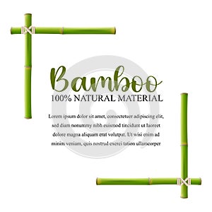 Bamboo sticks tied with rope into the frame. Bamboo frame for text. Wooden border frame. Vector floral background.