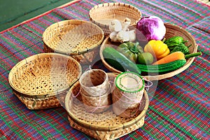 Bamboo sticky rice container, handmade bamboo basket for thai st