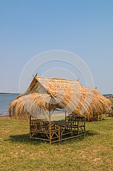 bamboo straw roof hut