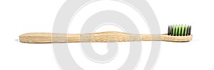 Bamboo tooth brush on white background