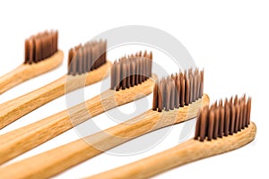 Bamboo toothbrush isolated on the white background