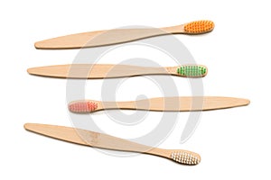 Bamboo toothbrush isolated on a white background