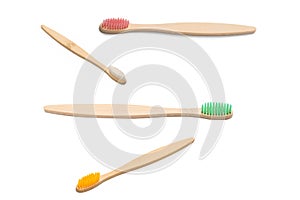 Bamboo toothbrush isolated on a white background