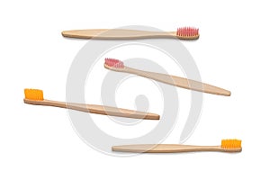 Bamboo toothbrush isolated on a white background