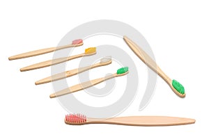 Bamboo toothbrush isolated on a white background