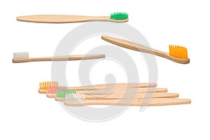 Bamboo toothbrush isolated on a white background