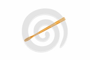 Bamboo toothbrush on white background