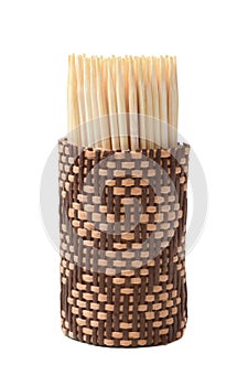 Bamboo toothpicks isolated