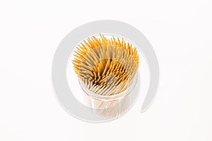 Bamboo toothpicks isolated on white