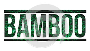 Bamboo tree and text isolated white background