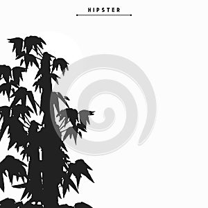 Bamboo tree silhouette card design, vector illustration