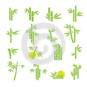 Bamboo vector symbol icons set