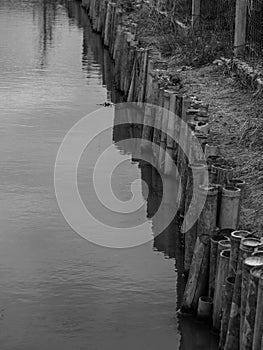 bamboo wall barrier ,to prevent erosion