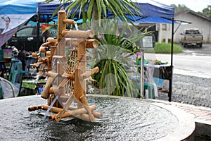 Bamboo water wheel local handmade in market.