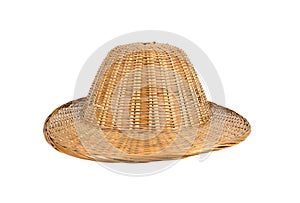 Bamboo weave hat isolated on white background