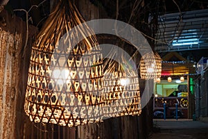 Bamboo weave lantern hanging night light