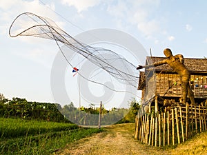 Bamboo weave model of Thai fisherman.