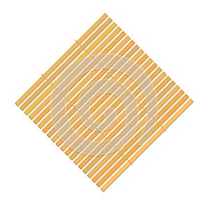 Bamboo wicker plate empty vector or asian straw weave tray top view wooden mat for traditional dish isolated flat cartoon closeup