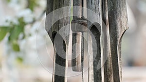 Bamboo wind chimes hung outside